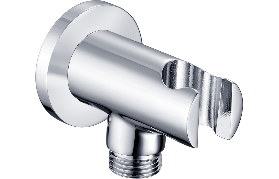 Aurora Round Handset Wall Bracket with Wall Outlet - Chrome