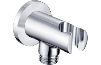 Aurora Round Handset Wall Bracket with Wall Outlet - Chrome