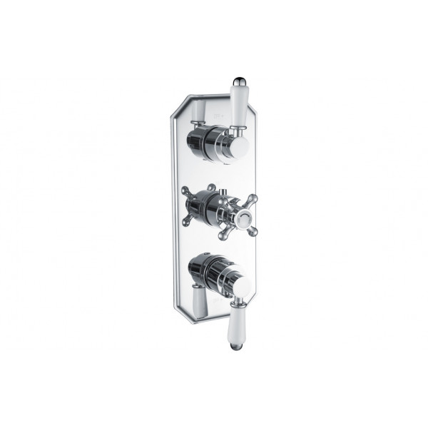 Berwick Traditional Lever Thermostatic Two Outlet Shower Valve - Chrome