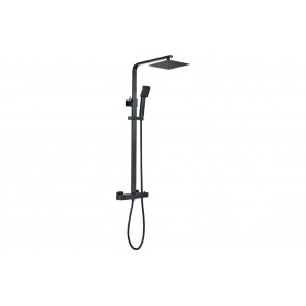 Cosmic Square Thermostatic Bar Mixer w/Riser Kit - Matt Black