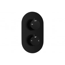 Aurora Thermostatic Single Outlet Twin Shower Valve - Matt Black