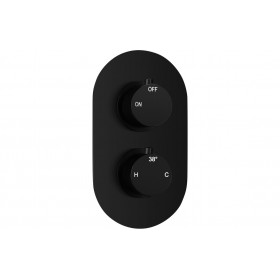 Aurora Thermostatic Single Outlet Twin Shower Valve - Matt Black