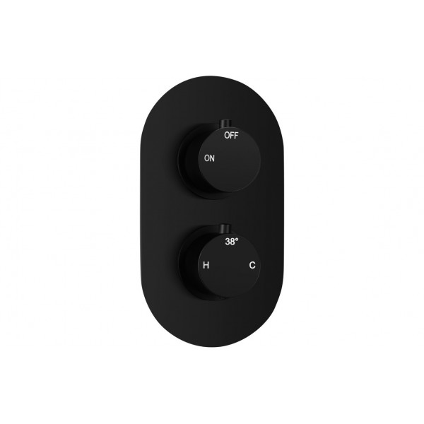 Aurora Thermostatic Single Outlet Twin Shower Valve - Matt Black Aurora Thermostatic Single Outlet Twin Shower Valve - Matt Black