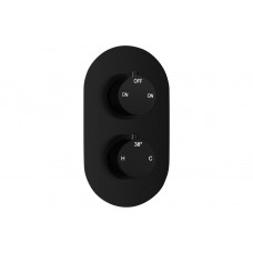 Aurora Thermostatic Two Outlet Twin Shower Valve - Matt Black