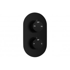 Aurora Thermostatic Two Outlet Twin Shower Valve - Matt Black