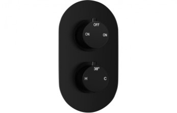 Aurora Thermostatic Two Outlet Twin Shower Valve - Matt Black Aurora Thermostatic Two Outlet Twin Shower Valve - Matt Black