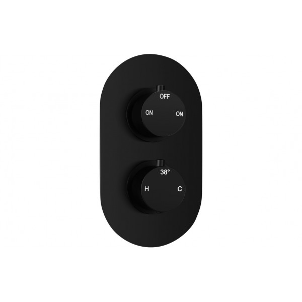 Aurora Thermostatic Two Outlet Twin Shower Valve - Matt Black Aurora Thermostatic Two Outlet Twin Shower Valve - Matt Black