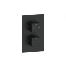 Cosmic Thermostatic Two Outlet Twin Shower Valve - Matt Black