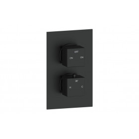 Cosmic Thermostatic Two Outlet Twin Shower Valve - Matt Black