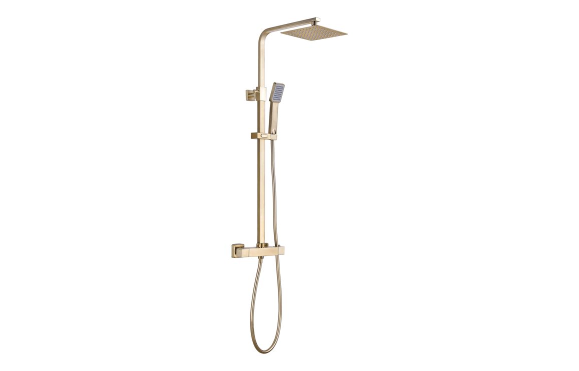 Cosmic Square Thermostatic Bar Mixer w/Riser Kit - Brushed Brass Cosmic Square Thermostatic Bar Mixer w/Riser Kit - Brushed Brass