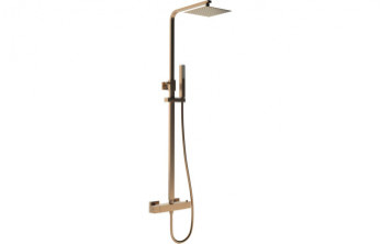 Cosmic Square Thermostatic Bar Mixer w/Riser Kit - Brushed Bronze
