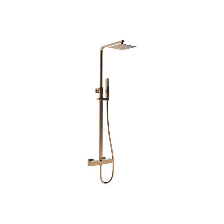 Cosmic Square Thermostatic Bar Mixer w/Riser Kit - Brushed Bronze