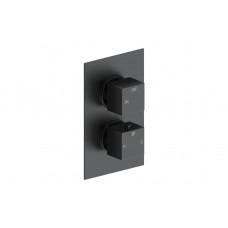 Cosmic Thermostatic Single Outlet Twin Shower Valve - Matt Black