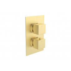 Cosmic Thermostatic Single Outlet Twin Shower Valve - Brushed Brass