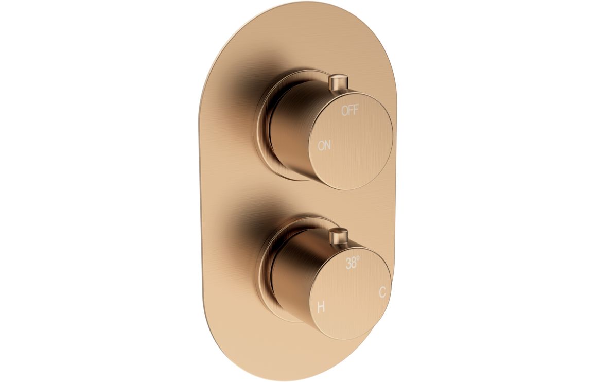 Aurora Thermostatic Single Outlet Twin Shower Valve - Brushed Bronze