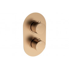 Aurora Thermostatic Single Outlet Twin Shower Valve - Brushed Bronze
