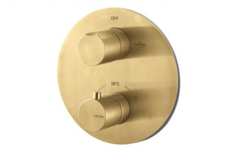 Vema Tiber Two Outlet Thermostatic Mixer - Brushed Brass Vema Tiber Two Outlet Thermostatic Mixer - Brushed Brass
