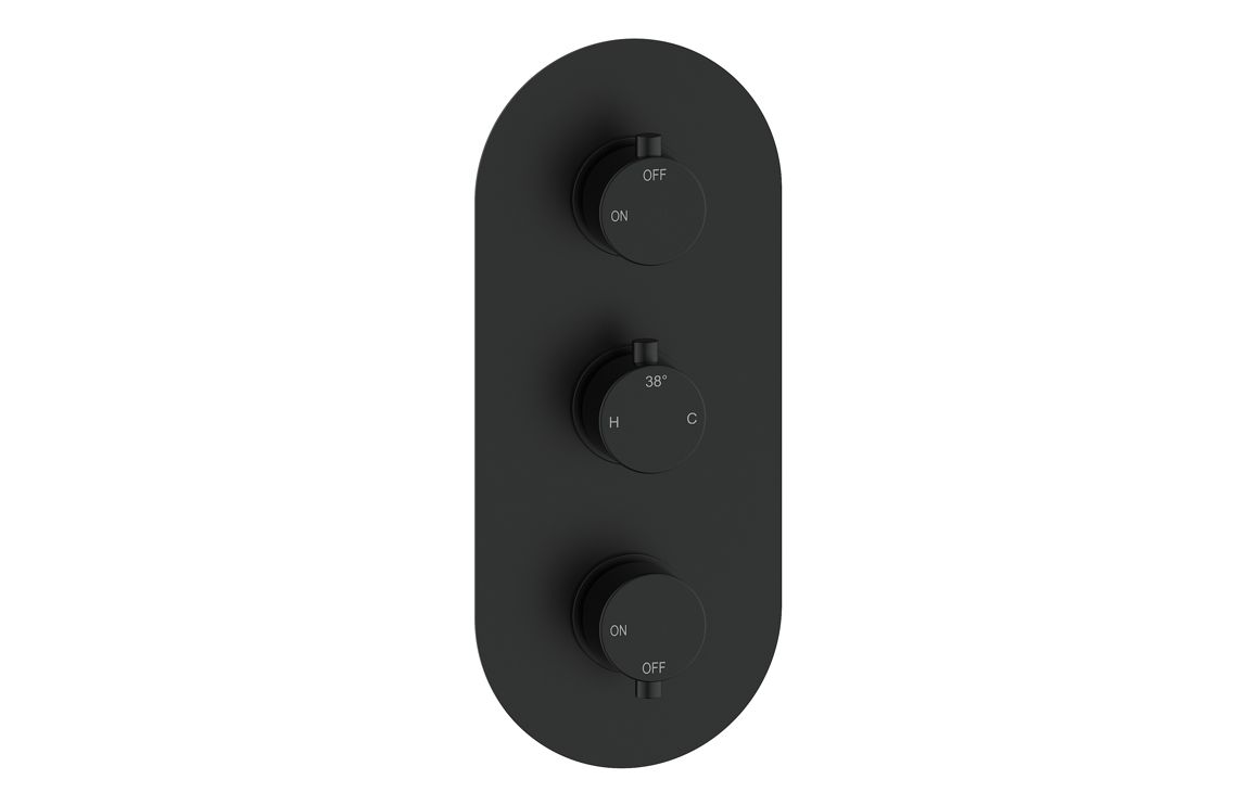 Aurora Thermostatic Two Outlet Triple Shower Valve - Matt Black Aurora Thermostatic Two Outlet Triple Shower Valve - Matt Black
