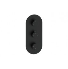 Aurora Thermostatic Two Outlet Triple Shower Valve - Matt Black