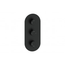 Aurora Thermostatic Two Outlet Triple Shower Valve - Matt Black