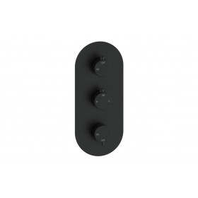 Aurora Thermostatic Two Outlet Triple Shower Valve - Matt Black