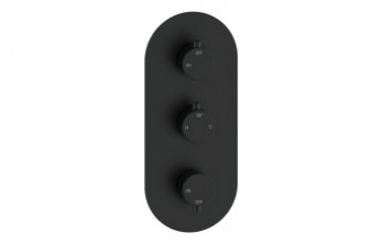 Aurora Thermostatic Two Outlet Triple Shower Valve - Matt Black