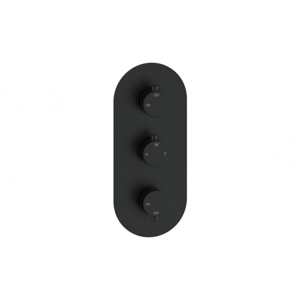 Aurora Thermostatic Two Outlet Triple Shower Valve - Matt Black Aurora Thermostatic Two Outlet Triple Shower Valve - Matt Black
