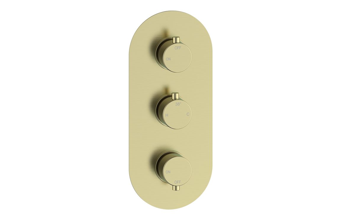 Aurora Thermostatic Two Outlet Triple Shower Valve - Brushed Brass Aurora Thermostatic Two Outlet Triple Shower Valve - Brushed Brass