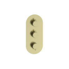 Aurora Thermostatic Two Outlet Triple Shower Valve - Brushed Brass