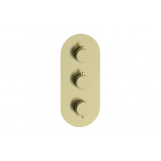Aurora Thermostatic Two Outlet Triple Shower Valve - Brushed Brass