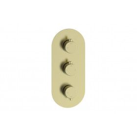 Aurora Thermostatic Two Outlet Triple Shower Valve - Brushed Brass