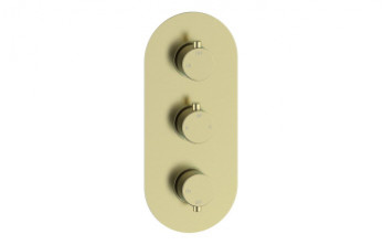 Aurora Thermostatic Two Outlet Triple Shower Valve - Brushed Brass