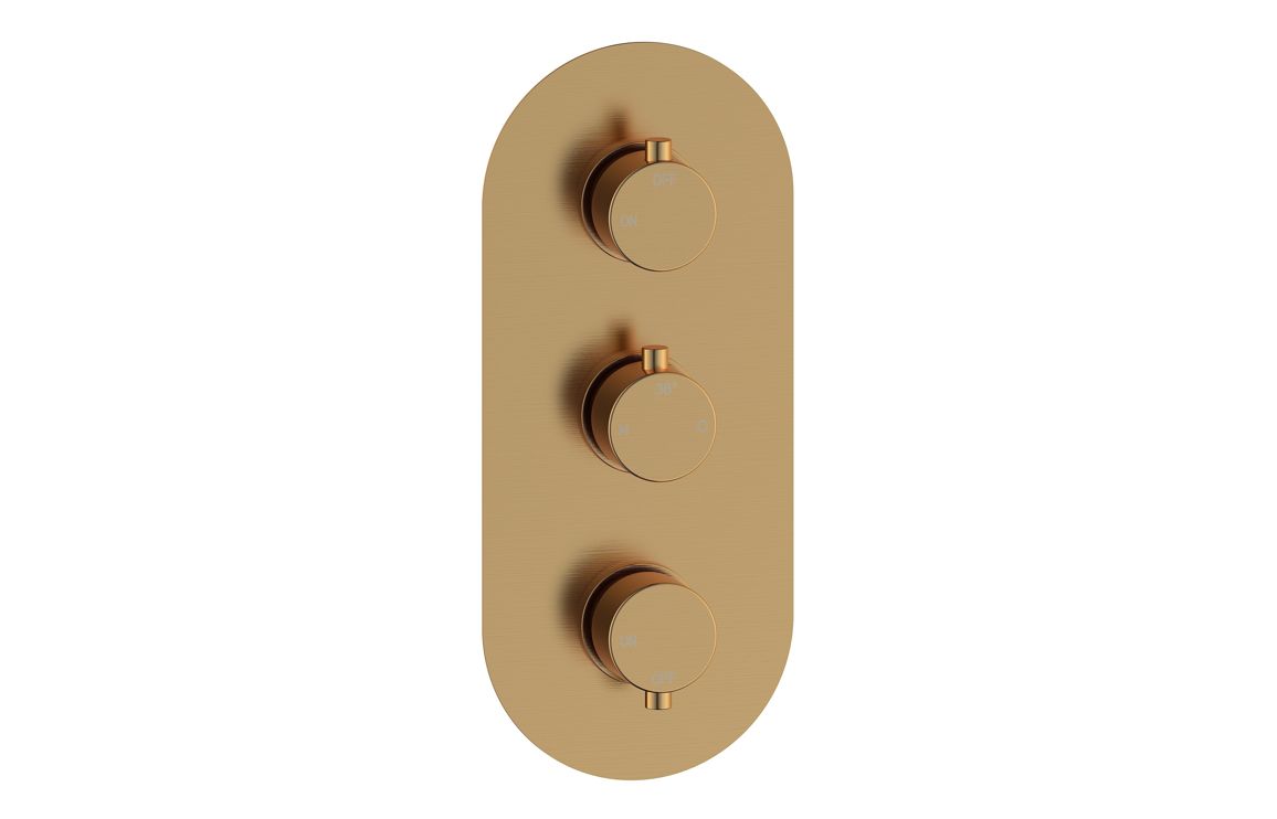 Aurora Thermostatic Two Outlet Triple Shower Valve - Brushed Bronze Aurora Thermostatic Two Outlet Triple Shower Valve - Brushed Bronze