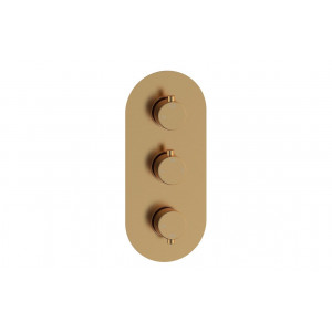 Aurora Thermostatic Two Outlet Triple Shower Valve - Brushed Bronze