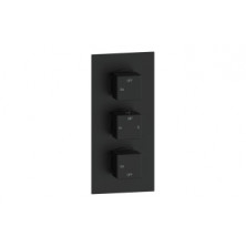 Cosmic Thermostatic Two Outlet Triple Shower Valve - Matt Black