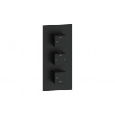 Cosmic Thermostatic Two Outlet Triple Shower Valve - Matt Black