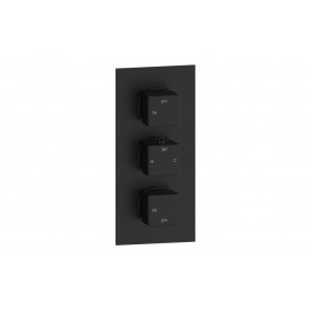 Cosmic Thermostatic Two Outlet Triple Shower Valve - Matt Black