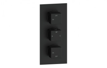 Cosmic Thermostatic Two Outlet Triple Shower Valve - Matt Black Cosmic Thermostatic Two Outlet Triple Shower Valve - Matt Black