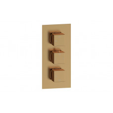 Cosmic Thermostatic Two Outlet Triple Shower Valve - Brushed Bronze