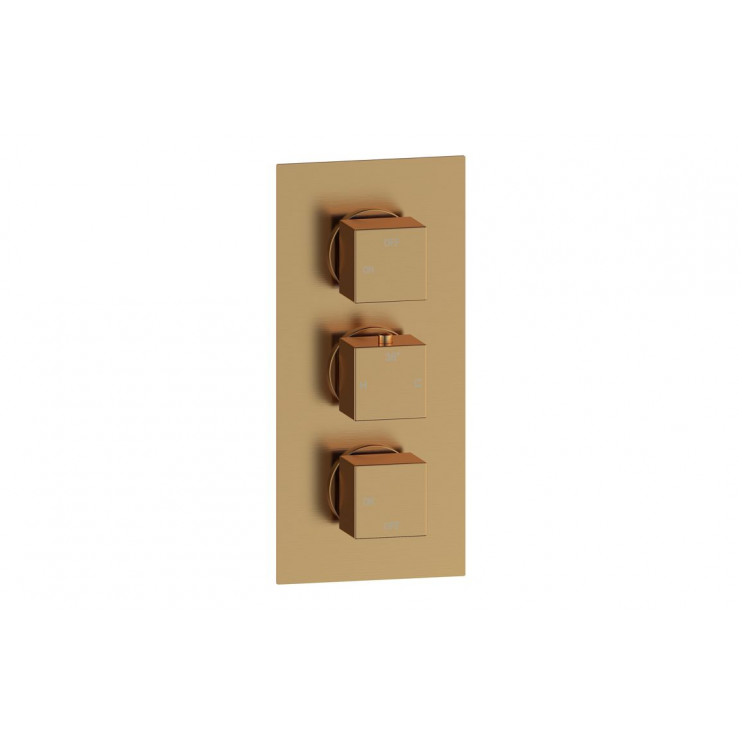 Cosmic Thermostatic Two Outlet Triple Shower Valve - Brushed Bronze