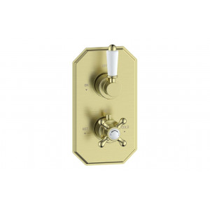 Berwick Traditional Lever Thermostatic Single Outlet Shower Valve - Brushed Brass