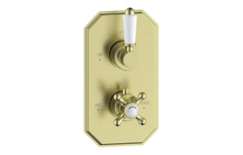 Berwick Traditional Lever Thermostatic Single Outlet Shower Valve - Brushed Brass Berwick Traditional Lever Thermostatic Single Outlet Shower Valve - Brushed Brass