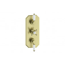 Berwick Traditional Lever Thermostatic Two Outlet Shower Valve - Brushed Brass