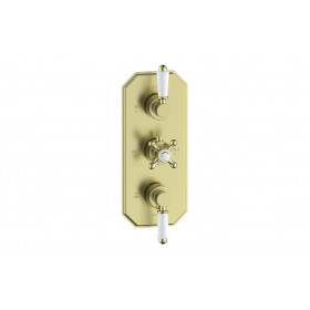 Berwick Traditional Lever Thermostatic Two Outlet Shower Valve - Brushed Brass