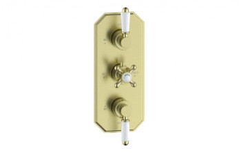 Berwick Traditional Lever Thermostatic Two Outlet Shower Valve - Brushed Brass Berwick Traditional Lever Thermostatic Two Outlet Shower Valve - Brushed Brass