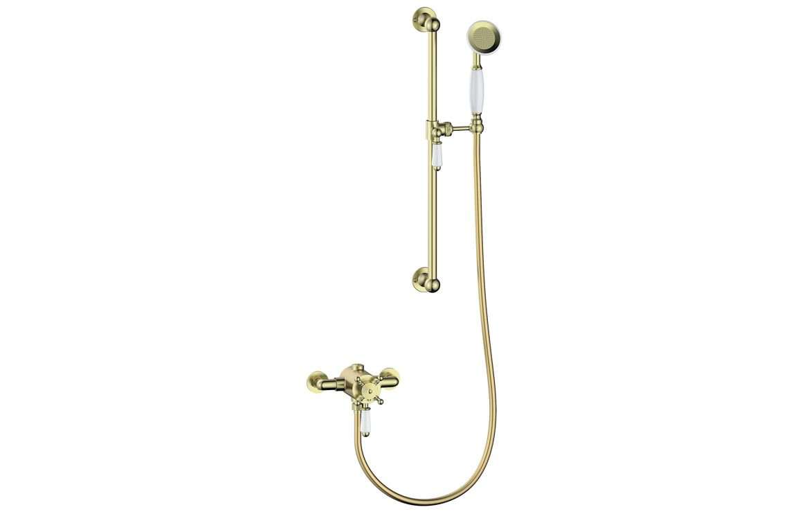 Berwick Concentric Single Outlet Shower Valve & Riser Kit Pack 1 - Brushed Brass