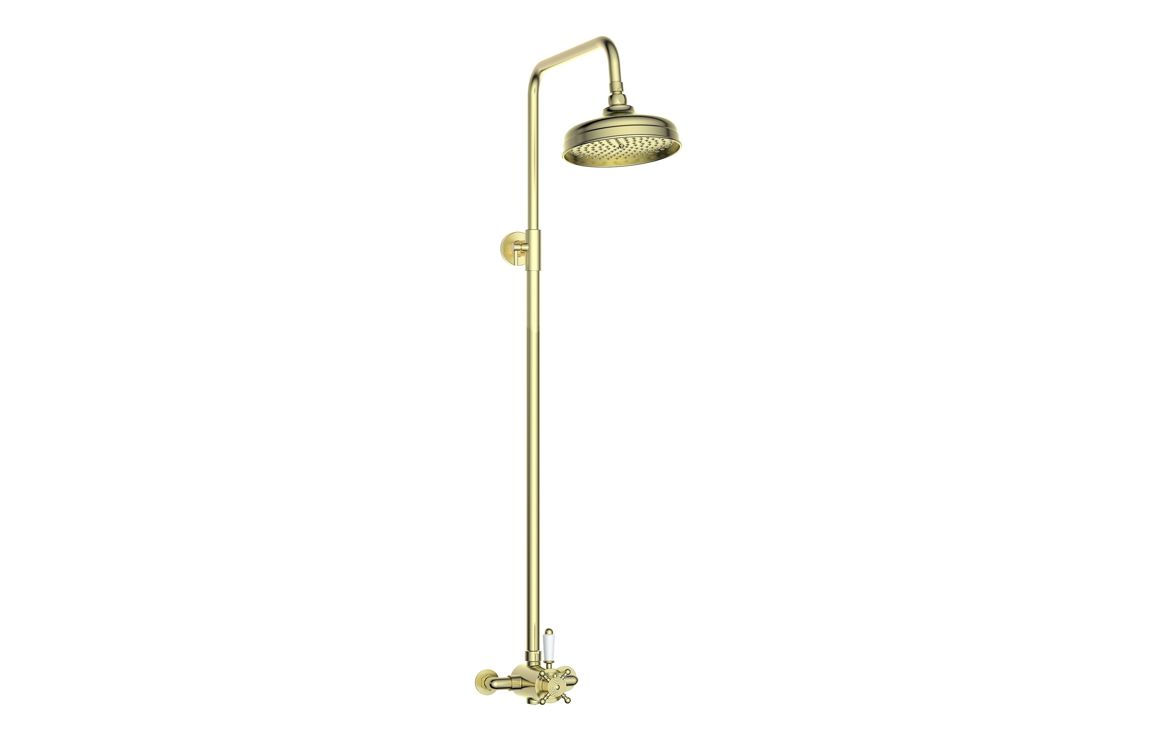 Berwick Concentric Single Outlet Shower Valve & Overhead Kit Pack 2 - Brushed Brass