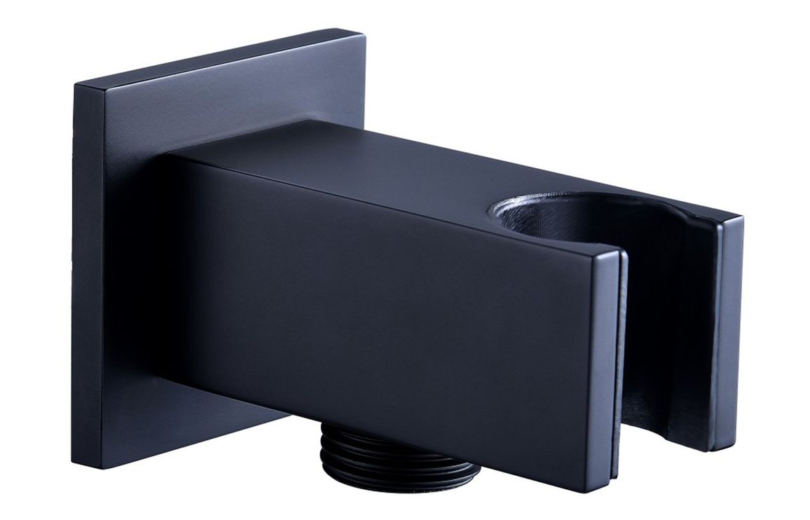 Cosmic Square Handset Wall Bracket with Wall Outlet - Matt Black