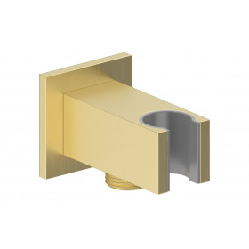 Cosmic Square Handset Wall Bracket with Wall Outlet - Brushed Brass