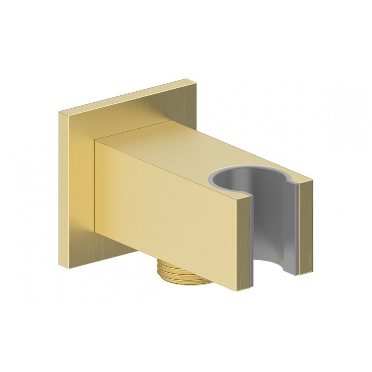 Cosmic Square Handset Wall Bracket with Wall Outlet - Brushed Brass